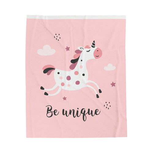 Pink Unicorn Velveteen Plush Blanket