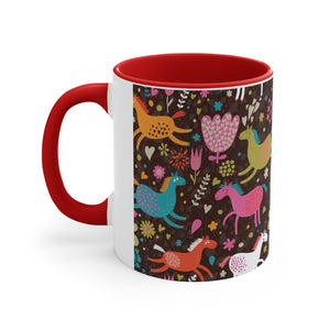 Colored Horses Accent Coffee Mug, 11oz