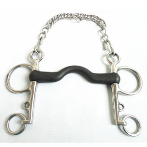 Horse Product Long Pelham Bit Stainless Steel Wrapped Black Rubber Equestrian 5 1/4 Inches