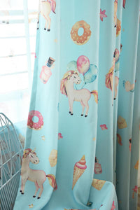 Unicorn Pony Horse Digital Print Curtains for Kids Bedroom