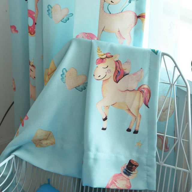 Unicorn Pony Horse Digital Print Curtains for Kids Bedroom