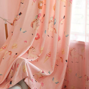 Unicorn Pony Horse Digital Print Curtains for Kids Bedroom