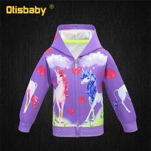 Load image into Gallery viewer, Unicorn Zip front Hoodie for Girls