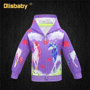 Unicorn Zip front Hoodie for Girls