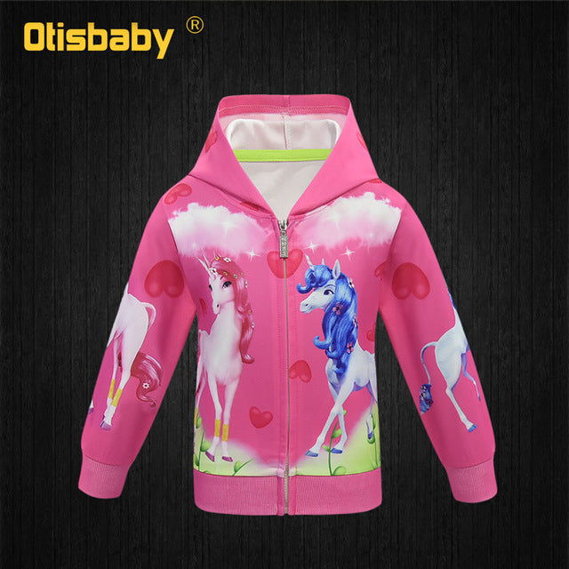 Unicorn Zip front Hoodie for Girls