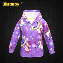 Load image into Gallery viewer, Unicorn Zip front Hoodie for Girls