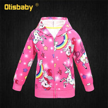 Load image into Gallery viewer, Unicorn Zip front Hoodie for Girls